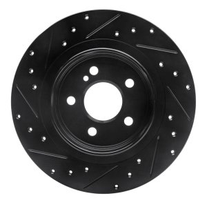 Mercedes-Benz C300 Brake Rotor (1) - Rear Right - R1 Concepts - Drilled & Slotted - Black - `08-`15